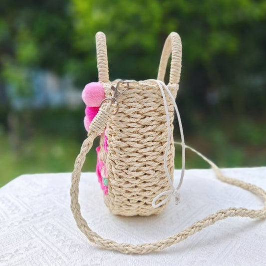 【オーダーメイド】名入れ かわいい毛糸玉ハンドバッグ|手作り カゴバッグ|誕生日 プレゼント - Fallook