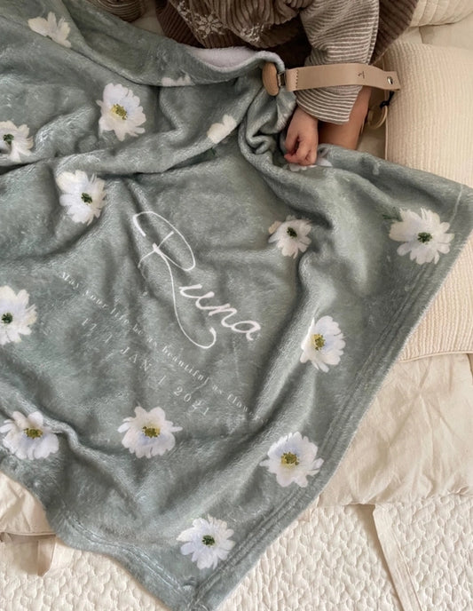 名入れ ブランケット( アネモネ グリーン)通年用 出産祝い ギフト - Fallook