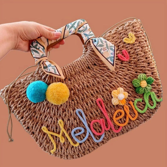 【オーダーメイド】名入れ 草編 大容量ハンドバッグ - Fallook