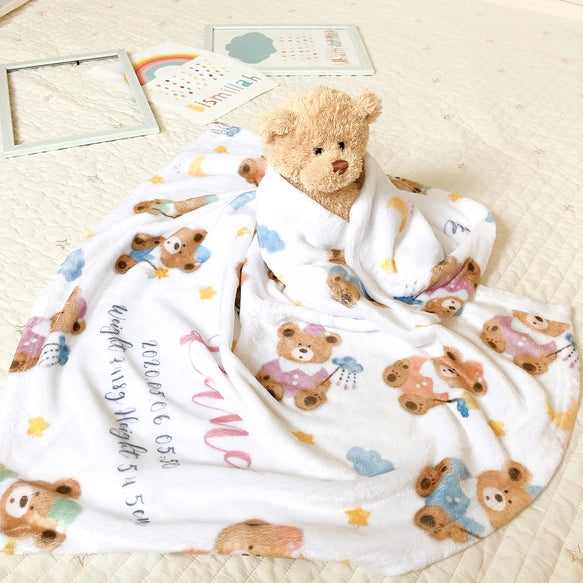 名前入りブランケット Dreaming Bears 出産祝い 出生情報入れOK - Fallook