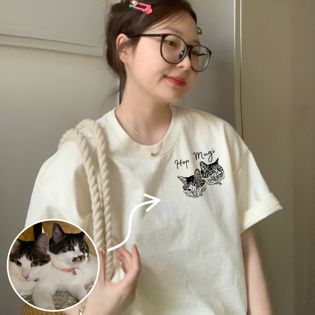 New Arrival! 印絵 愛犬・愛猫ペット 写真オーダーメイドTシャツ - Fallook