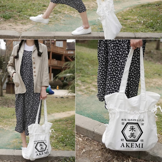 NEW ARRIVAL! オリジナルカスタマイズ【商店風】大容量の可愛いワンショルダーキャンバスバッグ - Fallook