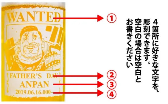 あなたも海賊王に! 海賊風 似顔絵 名入れ 彫刻 ビールジョッキ
