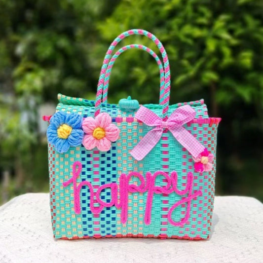 【オーダーメイド】名入れ バスケット ハンドバッグ|手作り カゴバッグ|誕生日 プレゼント - Fallook