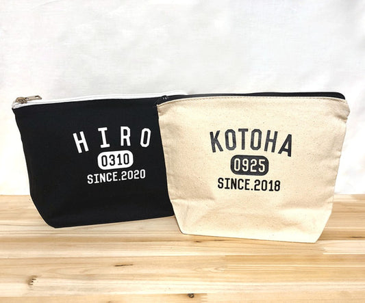 マチ付きも選べます♪カレッジデザイン☆キャンバスポーチ - Fallook