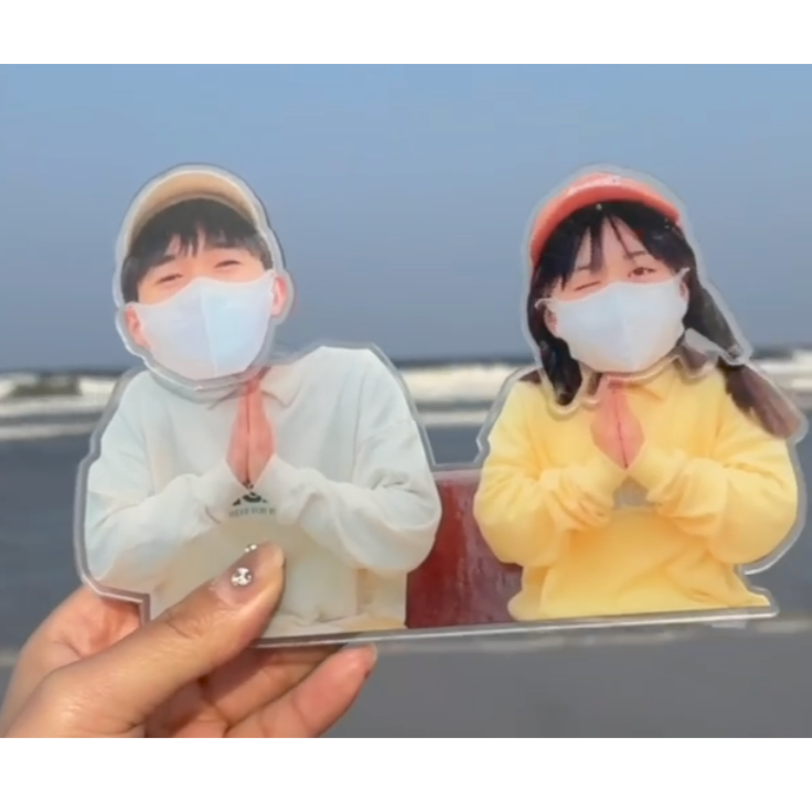 🐶🐱 ペット2匹/2人印刷•カスタマイズペット|キャラクター首振りアクリルスタンド - Fallook