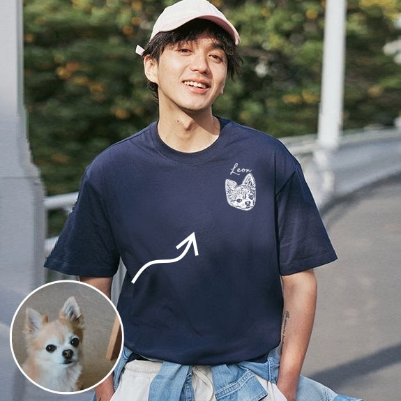 New Arrival! 印絵 愛犬・愛猫ペット 写真オーダーメイドTシャツ - Fallook