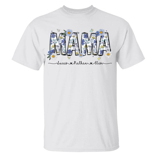 カスタムママと子供の名前の入ったフローラルシャツ - Fallook