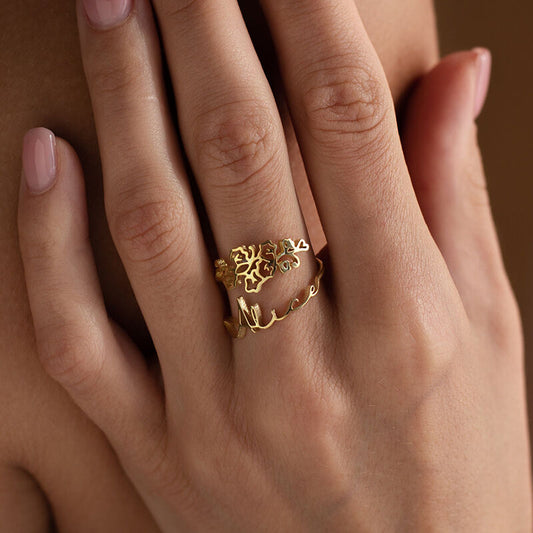 名前 フラワー 指輪 リング カスタマイズ