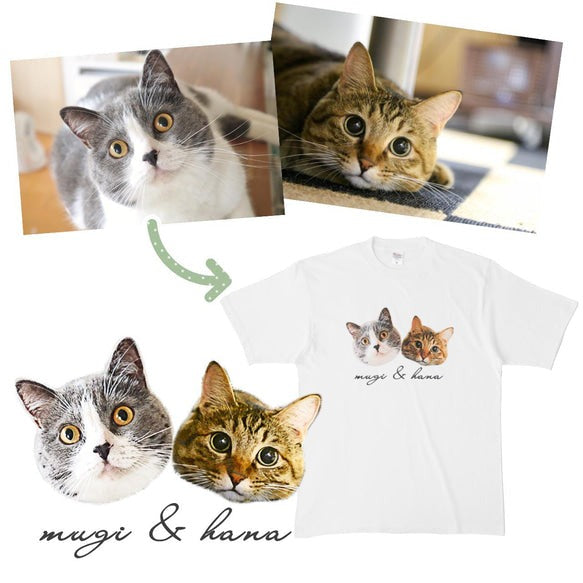 犬·猫 ペットの写真 アバター を入れたカスタマイズされた Tシャツ 大きなアバター カラフル 真ん中 - Fallook