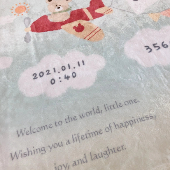 名前入りブランケットくまのこ飛行命名式 出産祝い 出生情報が含まれています - Fallook