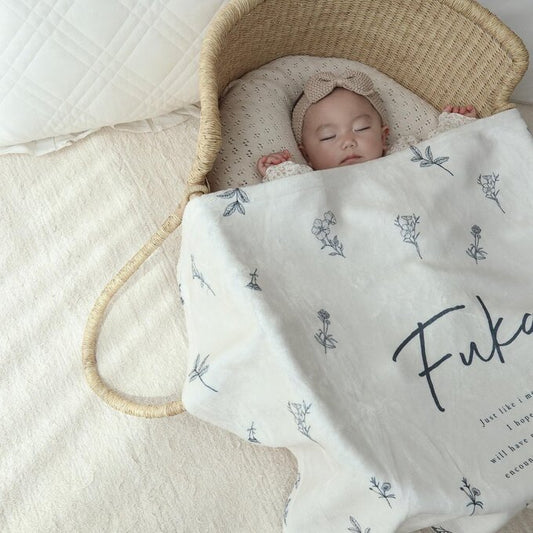 カスタマイズされた新生児の名前ブランケット·Plant(ナチュラル) - Fallook