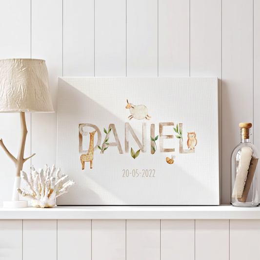 【名入れ】出産祝い アニマル柄 キャンバスボード