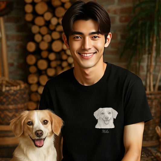 印絵 愛犬・愛猫ペット 写真オーダーメイドTシャツ 黒白