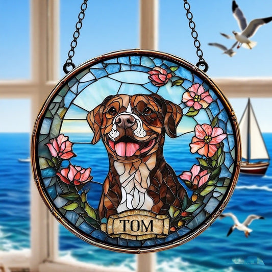 ペットの肖像 パーソナライズド ステンドグラス サンキャッチャー