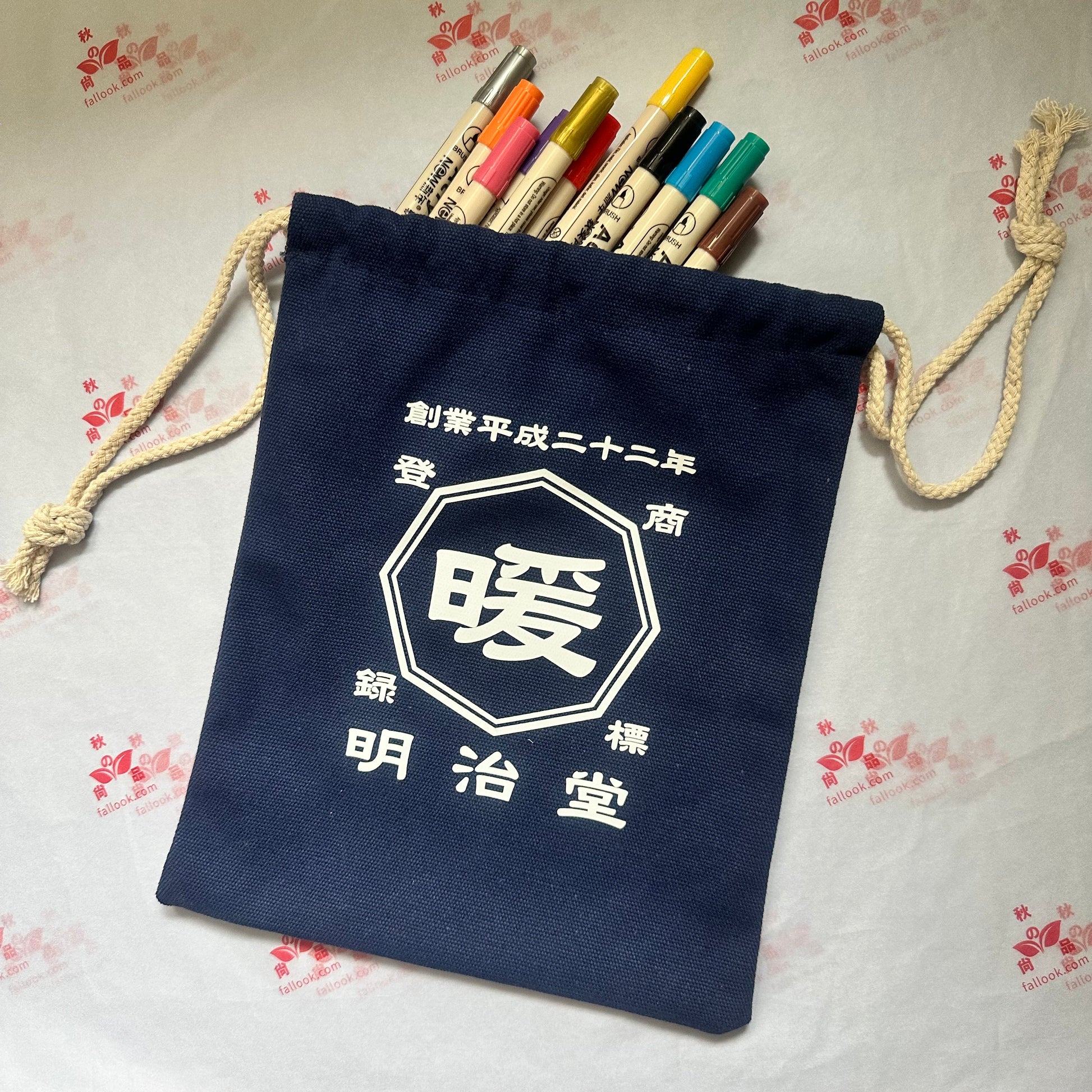 商店風-デニム風巾着袋 - Fallook