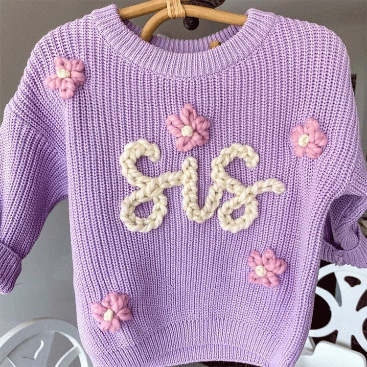 赤ちゃんの名前のセーター·刺繍された名前のニットセーター·赤ちゃんシャワーの贈り物 - Fallook