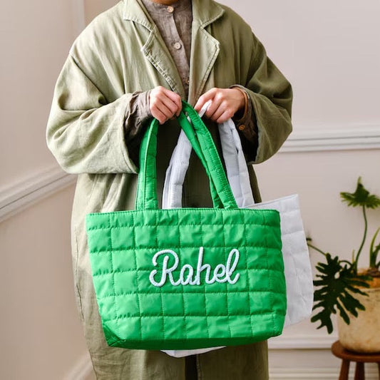 NEW ARRIVAL! 刺繍入りキルトナイロントートバッグ