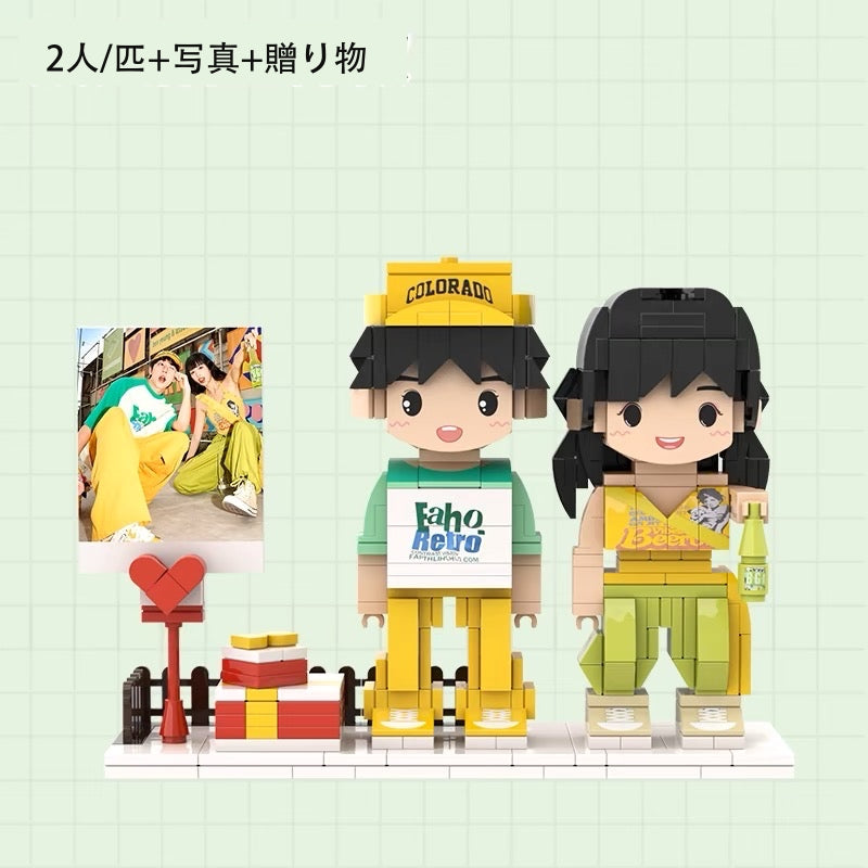 小さいブロックで作ったブロック人形の1猫 オレンジ色の猫のオーダーメイド - Fallook