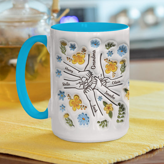 ファミリーの個人用カスタム3Dインフレータブル効果プリントアクセントマグ 青い花 - Fallook