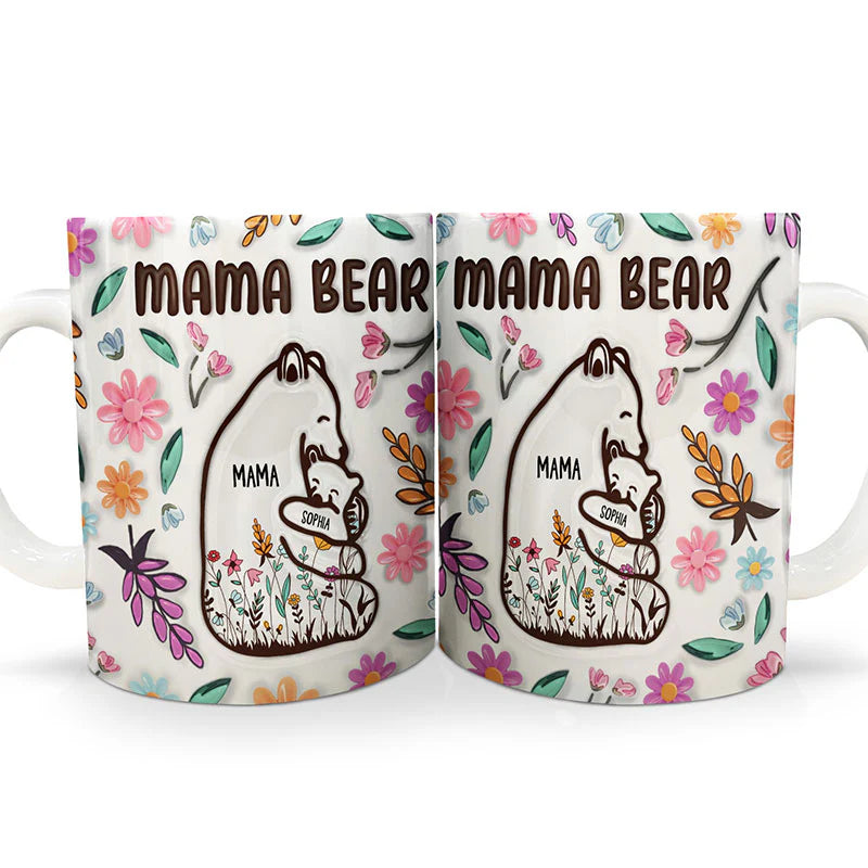自分たちの手をつないでいる子供を抱くカスタムマグ Mama Bear