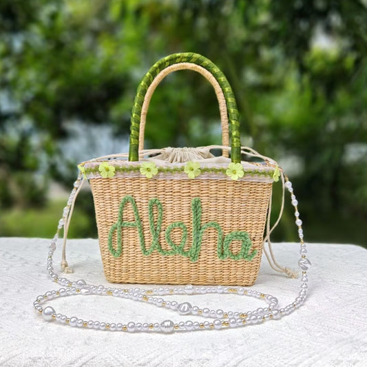【オーダーメイド】名入れ レースフラワースタイル|手作り カゴバッグ|誕生日 プレゼント - Fallook