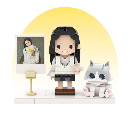 カスタマイズされた単一の立ち姿とペットの積み木フィギュア 猫のぬいぐるみ - Fallook