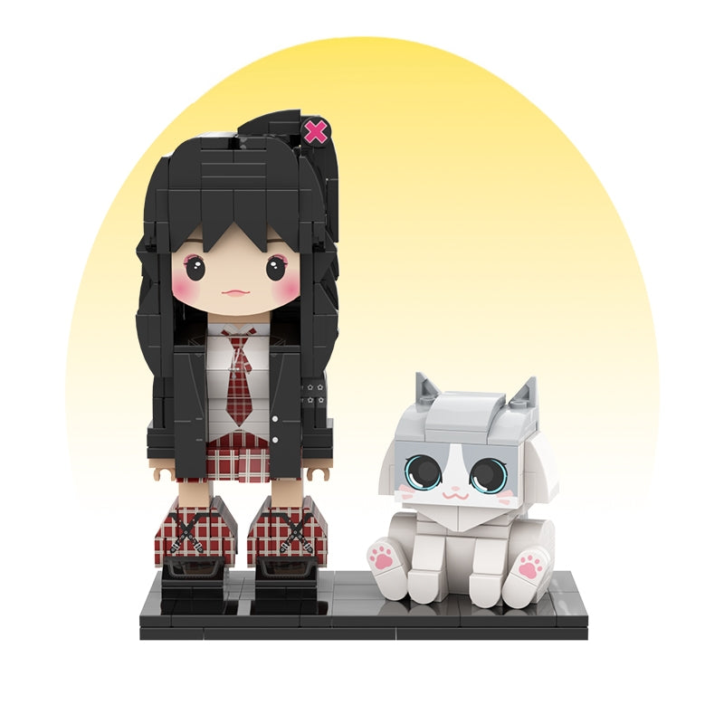 カスタマイズされた単一の立ち姿とペットの積み木フィギュア 猫のぬいぐるみ - Fallook