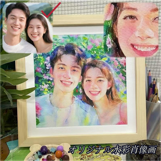 ❗️送料は無料 手作りの水彩画 オリジナルです |肖像画カスタムペイント家族の肖像画誕生日プレゼント卒業ギフトボックス