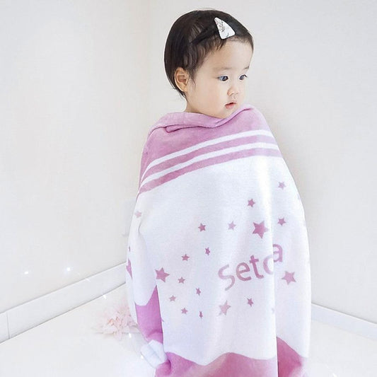 女の子への出産祝いに 名前入りブランケット 星降る未来ラベンダー - Fallook