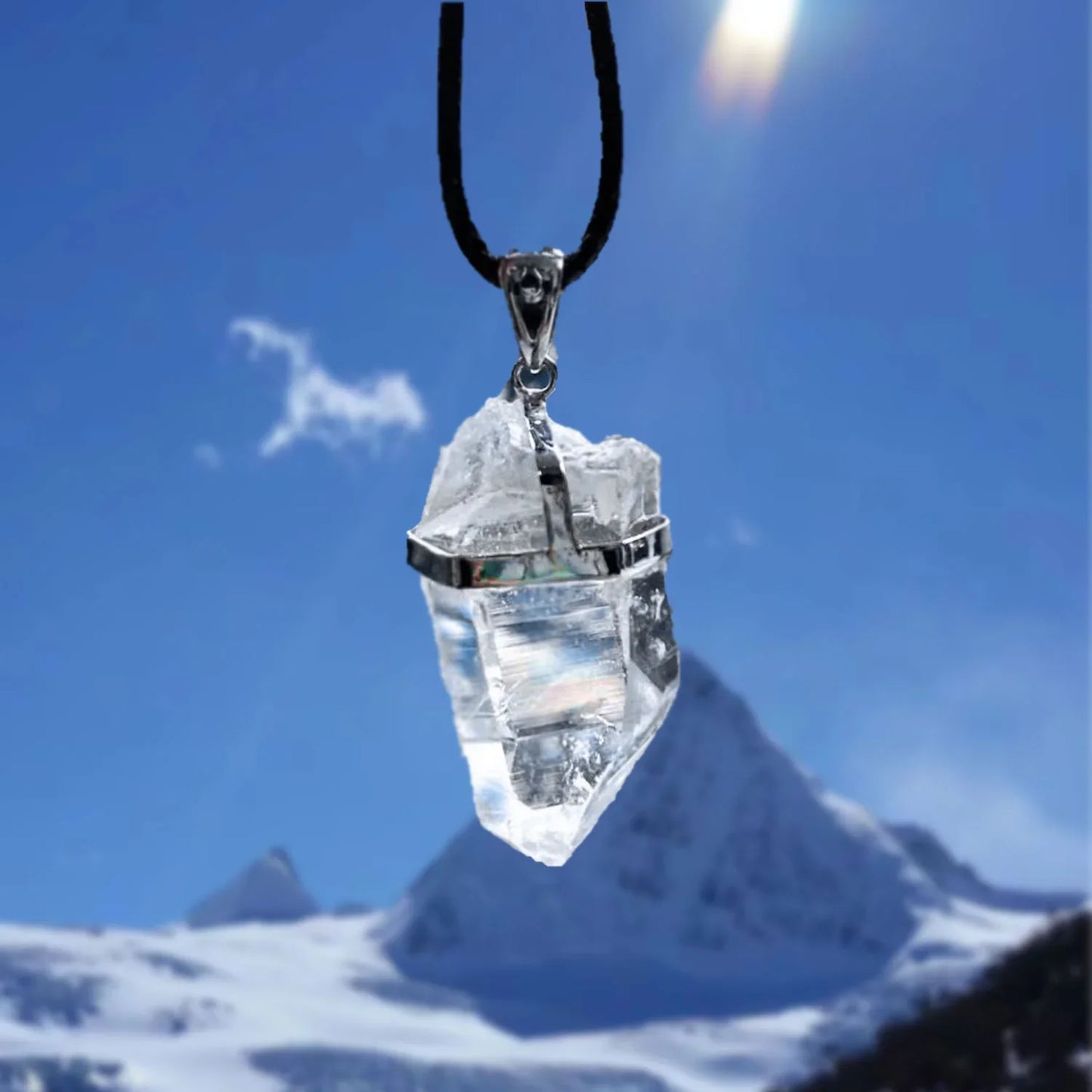 Kailash Energy Essence ヒーリング・ブレス・オブ・ライフ・クリア・クォーツ・スターリング・シルバー・ペンダント