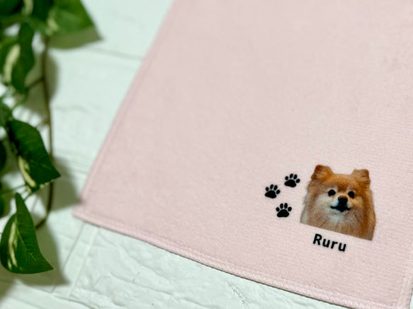 🐱🐶ペットのポートレートと名前をパーソナライズしたハンカチのカスタマイズ•うちの子ミニタオル•うちの子ギフト•うちの子グッツ•うちの子ブランケット•うちの子オーダー•香典返し - Fallook
