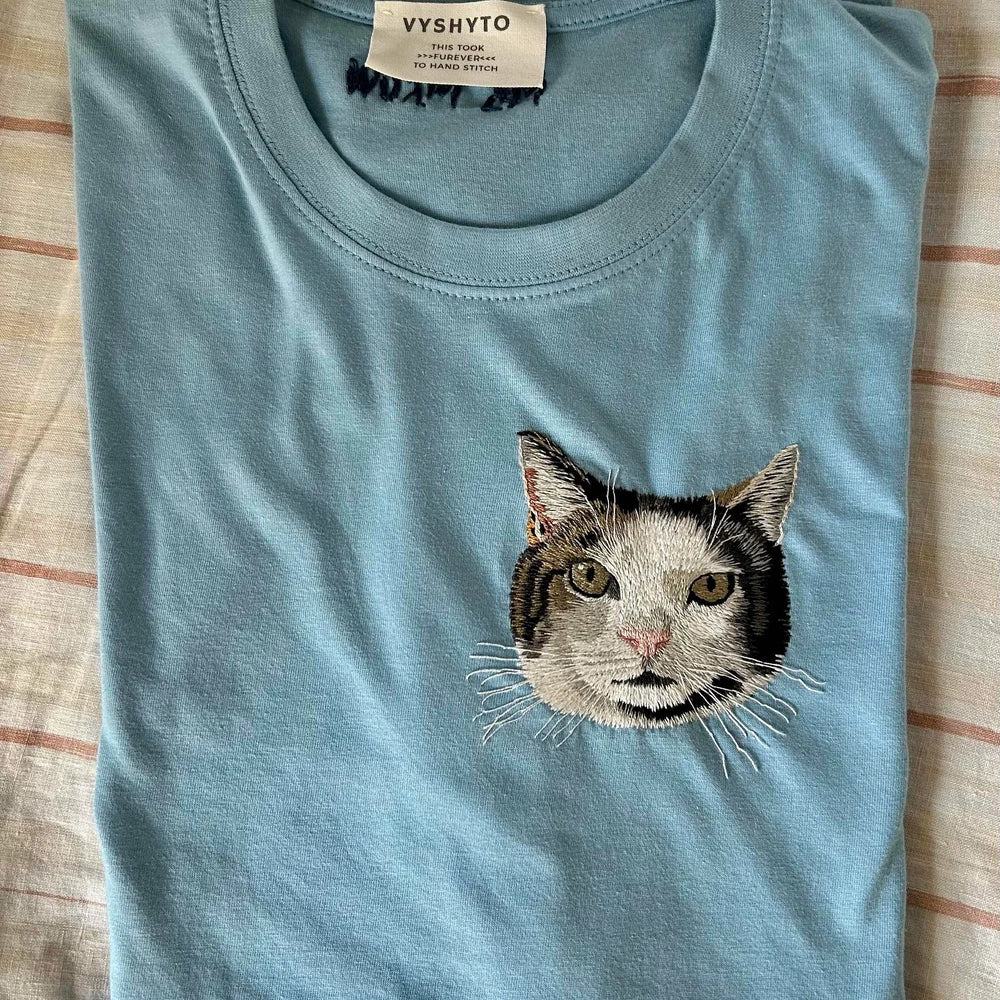 New Arrival! 刺繍 写真オーダーメイドTシャツ 愛犬・愛猫ペット - Fallook