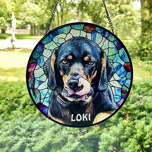 ペットの肖像 パーソナライズド ステンドグラス サンキャッチャー 写真