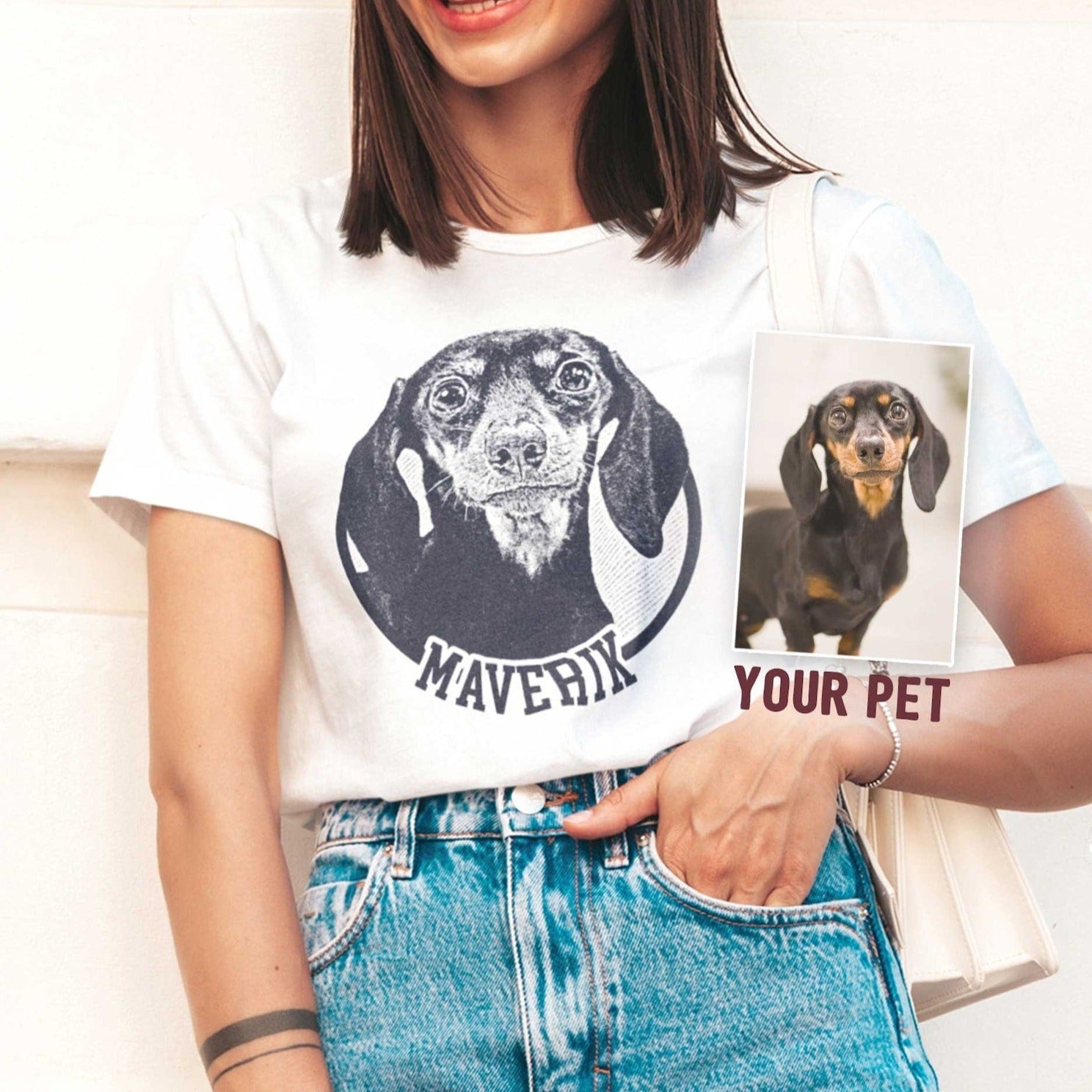 犬·猫 ペットの写真 アバター を入れたカスタマイズされた Tシャツ 大きなアバター 大きなアバター - Fallook