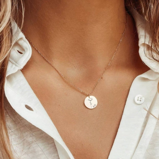 Birth Flower 誕生花 ネックレス 50以上の花シリーズ!ラウンドペンダントシリーズ - Fallook