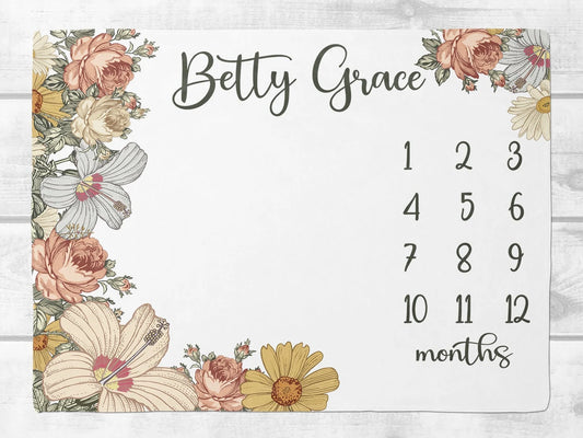 ビンテージフラワーブランケット