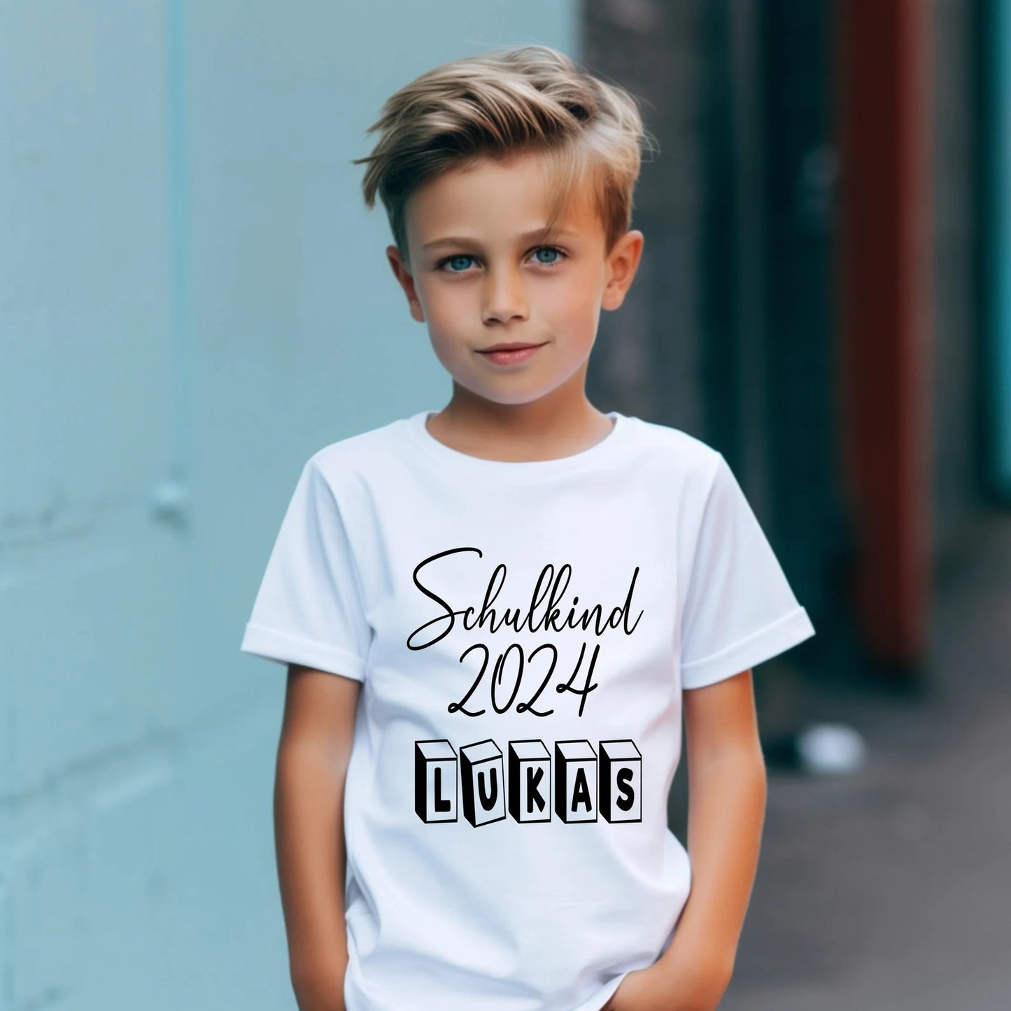 パーソナライズされたTシャツスクールチャイルド2024 入園祝し Schulkind - Fallook