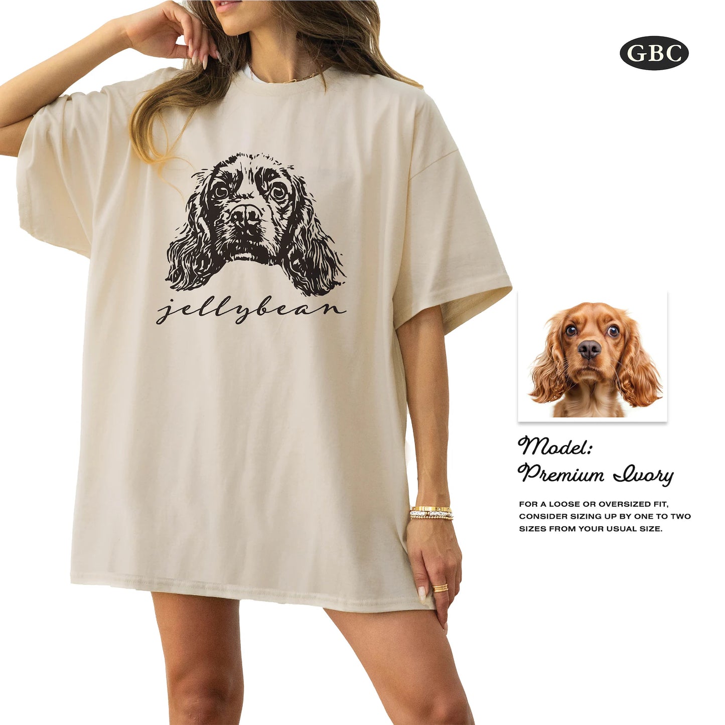 印絵 ペットの写真と名前入り カスタムTシャツ 大きな図案 「Black&White」