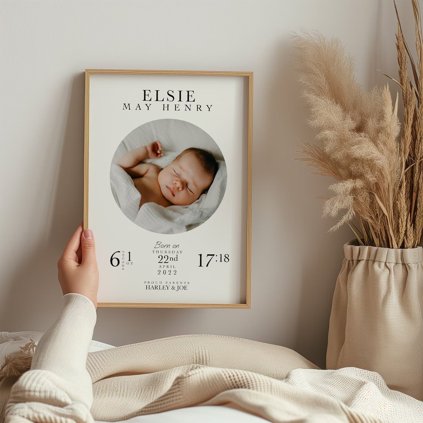【写真入り】名入れ 出産祝い フォトフレーム 命名書 キャンバスプリント ベビー出生記録