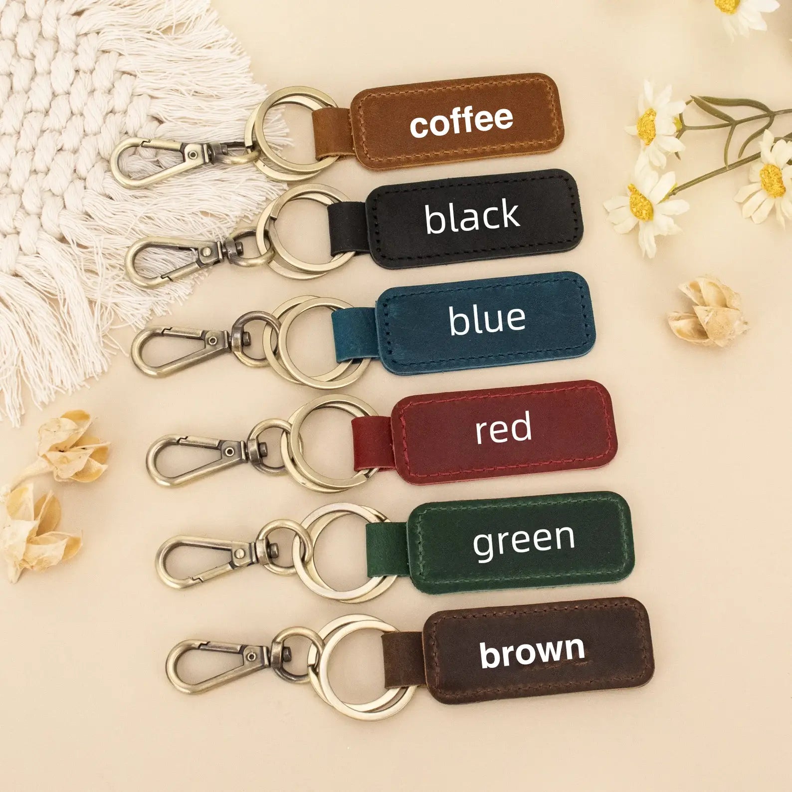 パーソナライズされた革ペットキーホルダー・刻印無料 - Fallook