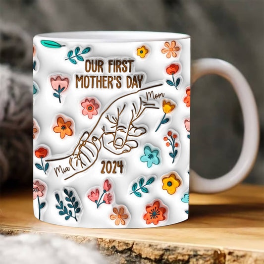 Our First Mother's Dayファミリーの個人用カスタム3Dインフレータブル効果プリントアクセントマグ - Fallook