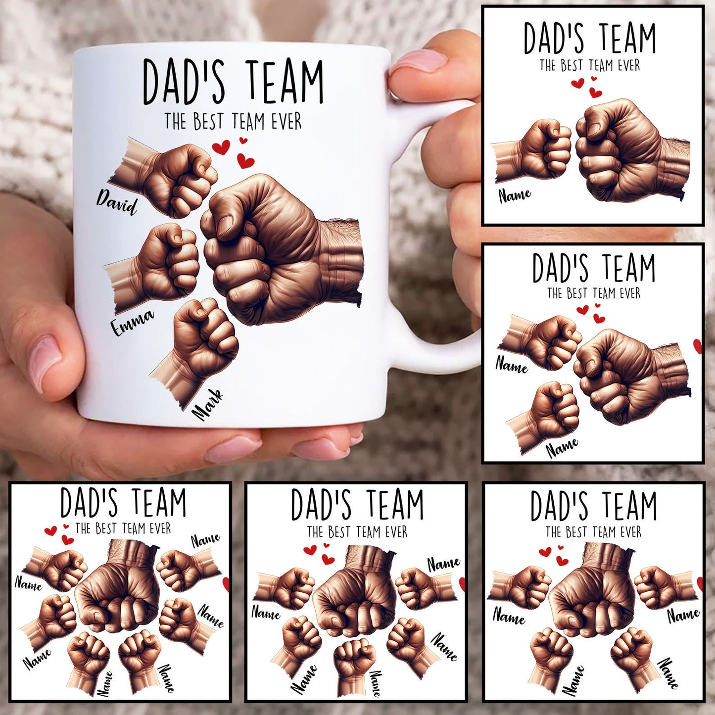Our First Father's Day 子供たちの手を握るパーソナライズされたお父さんマグツール トップハット カラフル - Fallook