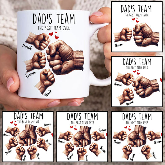 Our First Father's Day 子供たちの手を握るパーソナライズされたお父さんマグツール トップハット カラフル - Fallook
