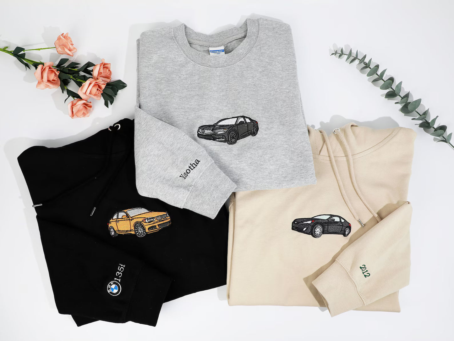 カスタム 車写真 刺繍入り パーカー