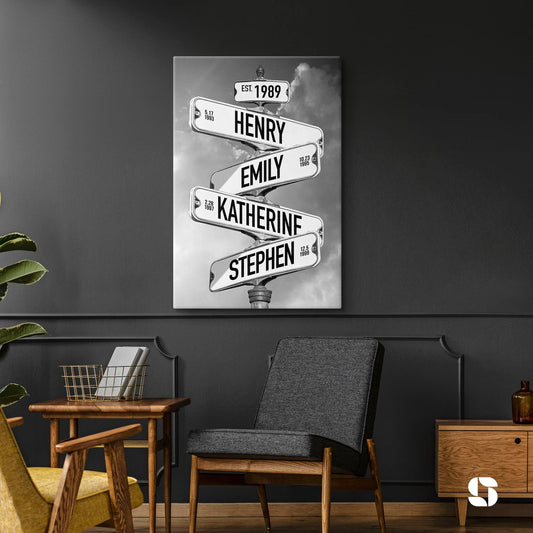 ❗️送料は無料 カスタムズック多色額縁 道路標識 掛け絵 |黒白