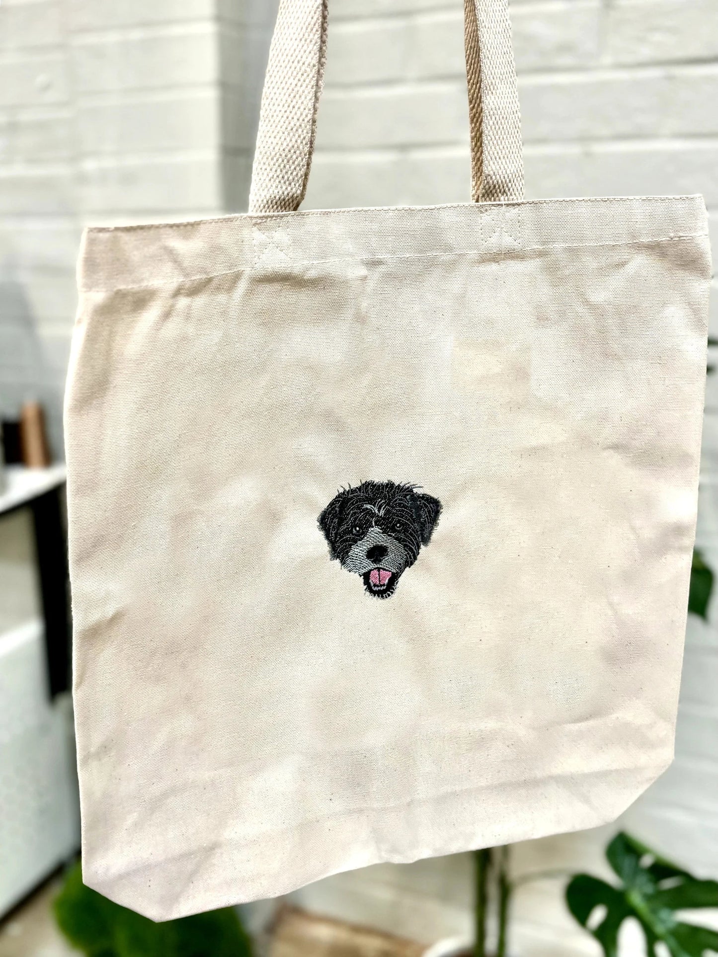 片面刺繡♪名入れペット写真による作成トートバッグ♪ お散歩バッグ♪おしゃれバッグ♪ - Fallook