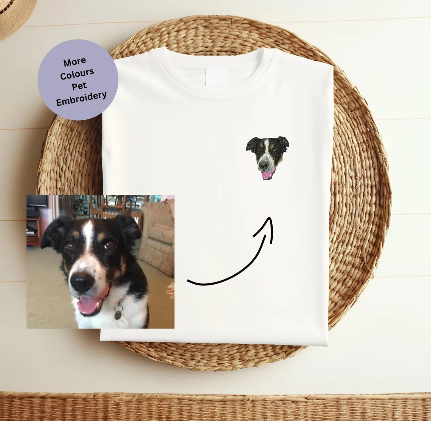 New Arrival! 刺繍 写真オーダーメイドTシャツ 愛犬・愛猫ペット - Fallook
