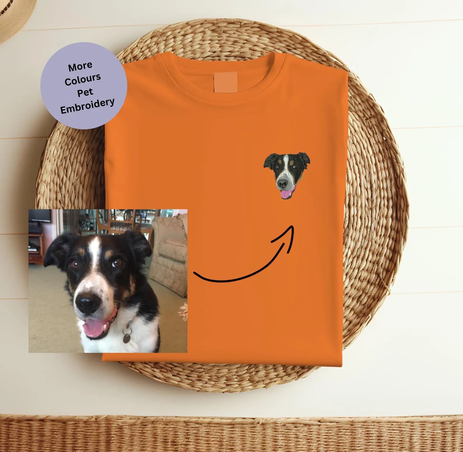 New Arrival! 刺繍 写真オーダーメイドTシャツ 愛犬・愛猫ペット - Fallook
