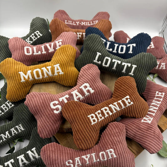 スイーカー付きの刺繍入り骨形ドッグトイ